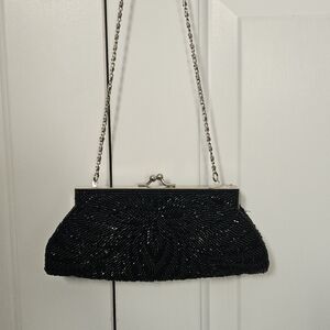 Elegant Black Beaded Clutch